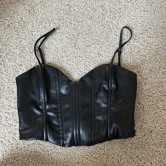 Zara Tops Zara Leather Bustier Top Poshmark